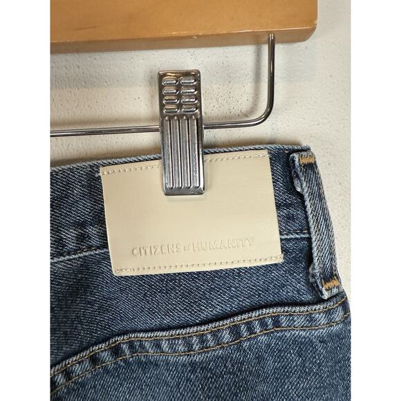 Citizens Of Humanity Midi Skirt Blue Denim Jean Buttons Womens sz 27 Slit Hem - Picture 7 of 10